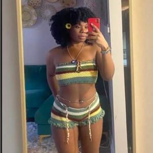Tube top crochet short set (2 piece) (one size)